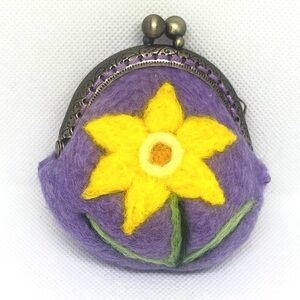 Daffodil Handmade Wool Felted Floral Coin Purse
